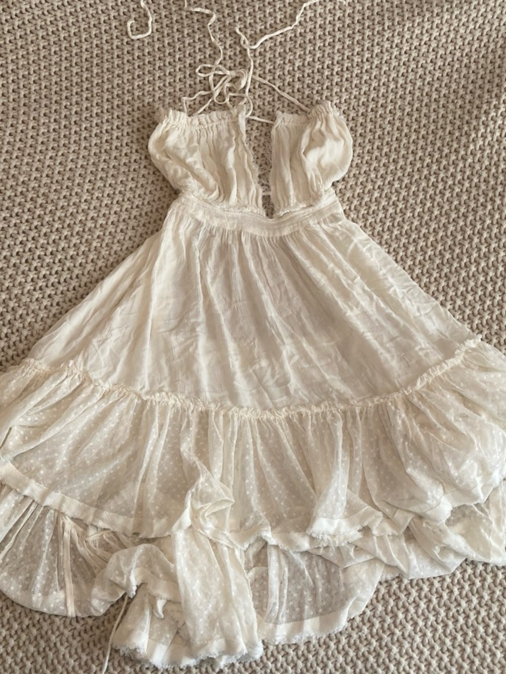 Free People 100 degrees dress mini white halter dress bohemian